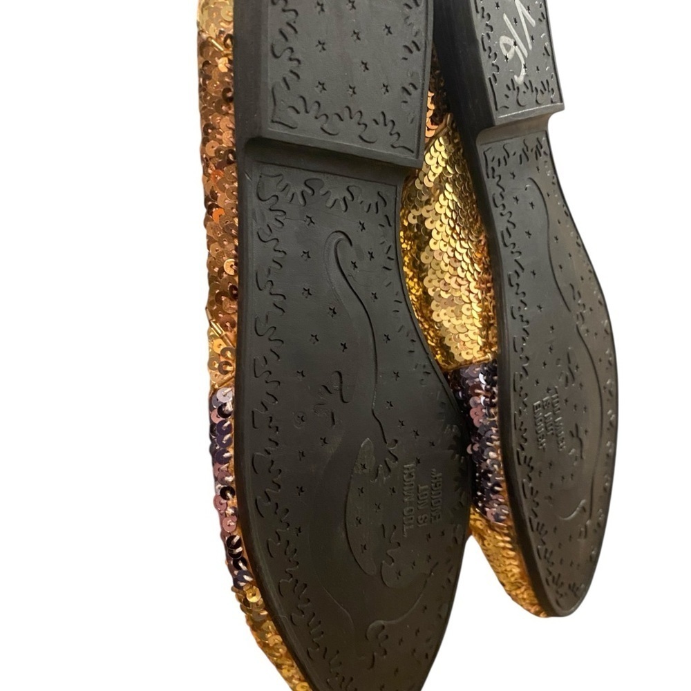 Frankie and Baby Beverly Feldman  Sequin Gold Silver Ballet Flats - Picture 7 of 9